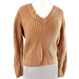 Women's cozy sweater tan vintage longsleeve sweater knitted  Forever 21Size S.